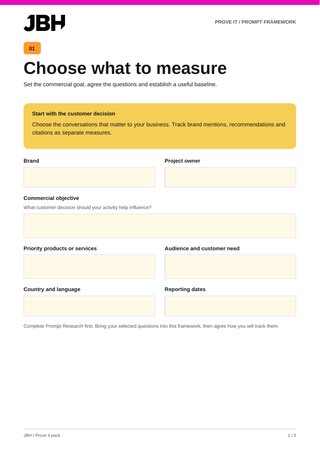 First page of the Prompt Framework worksheet